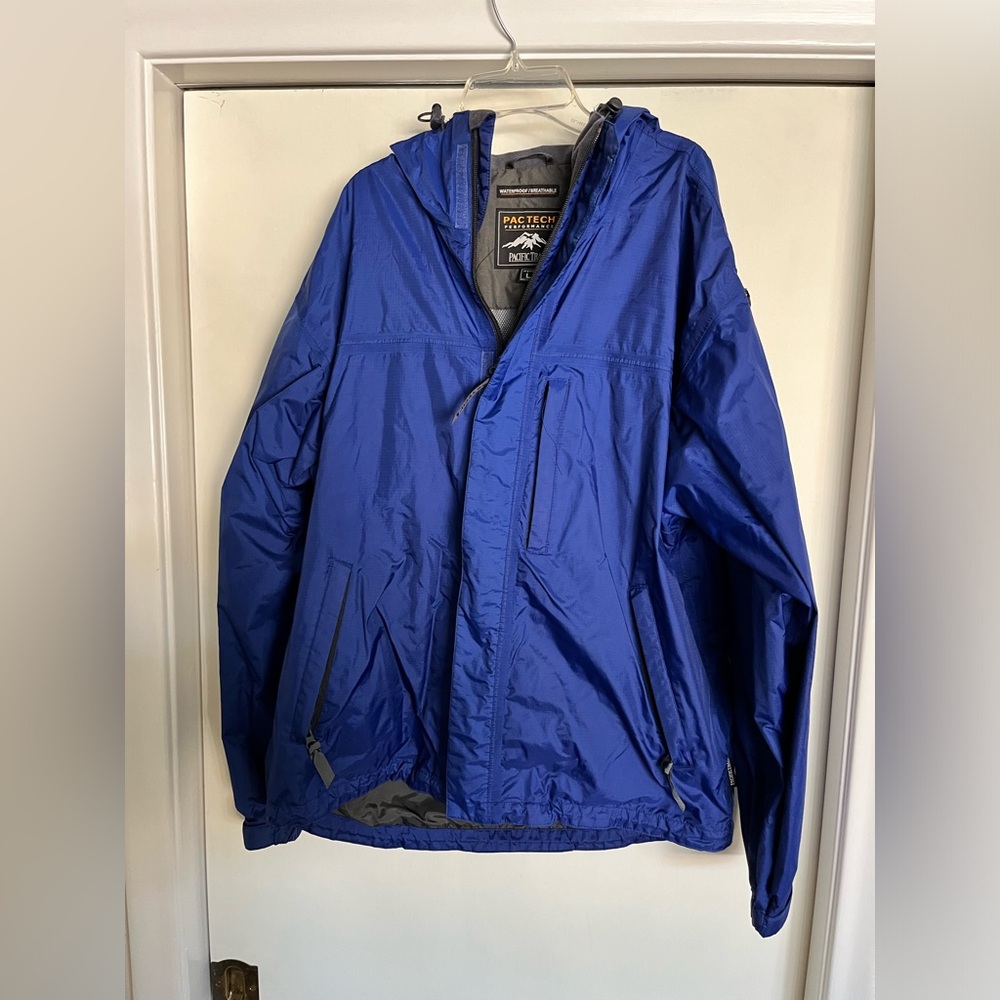 Size L Men's Blue Waterproof Breathable Pacific Trail Performance Rain Jacket